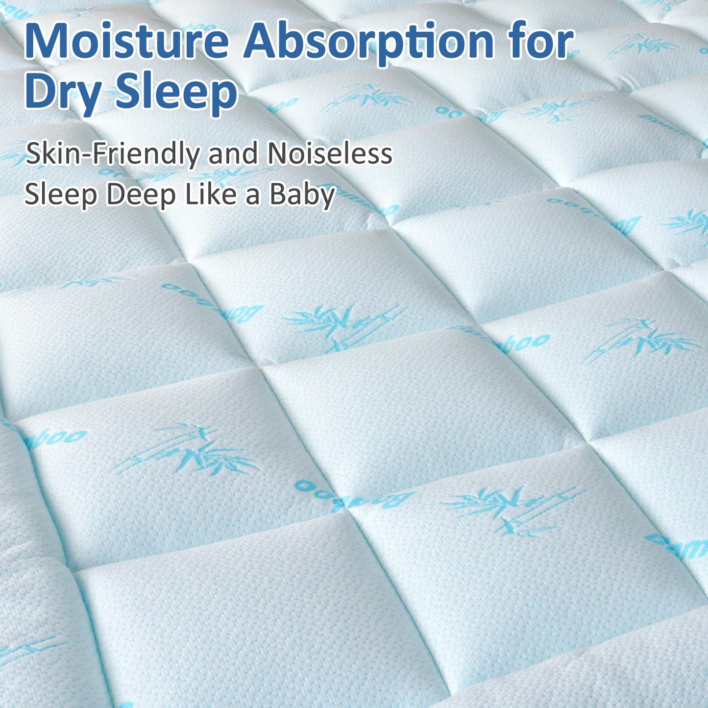 Favorland Mattress Topper Full Size - Cooling Extra Thick Breathable Viscose Made from Bamboo Mattress pad - Soft Quilted Fitted Mattress Cover with 900 GSM Down Alternative Fill (8-21”Deep Pocket)