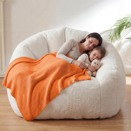 HUGHEAVEN Max Giant Bean Bag Chair, Oversized Bean Bag Sofa for Adults & Teens, Ultra-Soft Comfy Fluffy Floor Lounge Chair with Armrests, Large Bean Bag Couch for Gaming, Reading & Relaxing