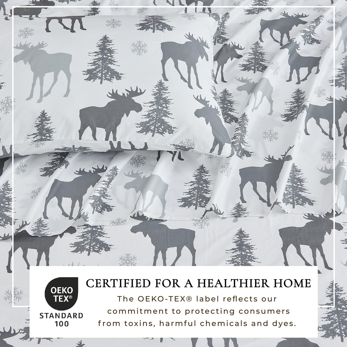 Great Bay Home Twin Size Microfiber Sheet Set - 3-Piece Lodge Bed Sheets - Ultra-Soft and Smooth Brushed Microfiber Woodland Decor Bedding (Moose)