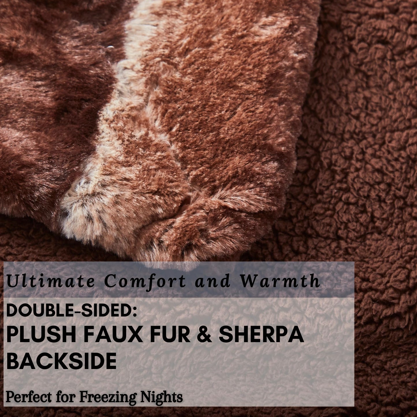 Tache Faux Fur Throw Blanket Brown 50 X 60 Inch Elegant Super Soft Warm Dark Golden Brown Faux Fur Throw Blanket for Lap Decorative Throw for Couch and Sofa