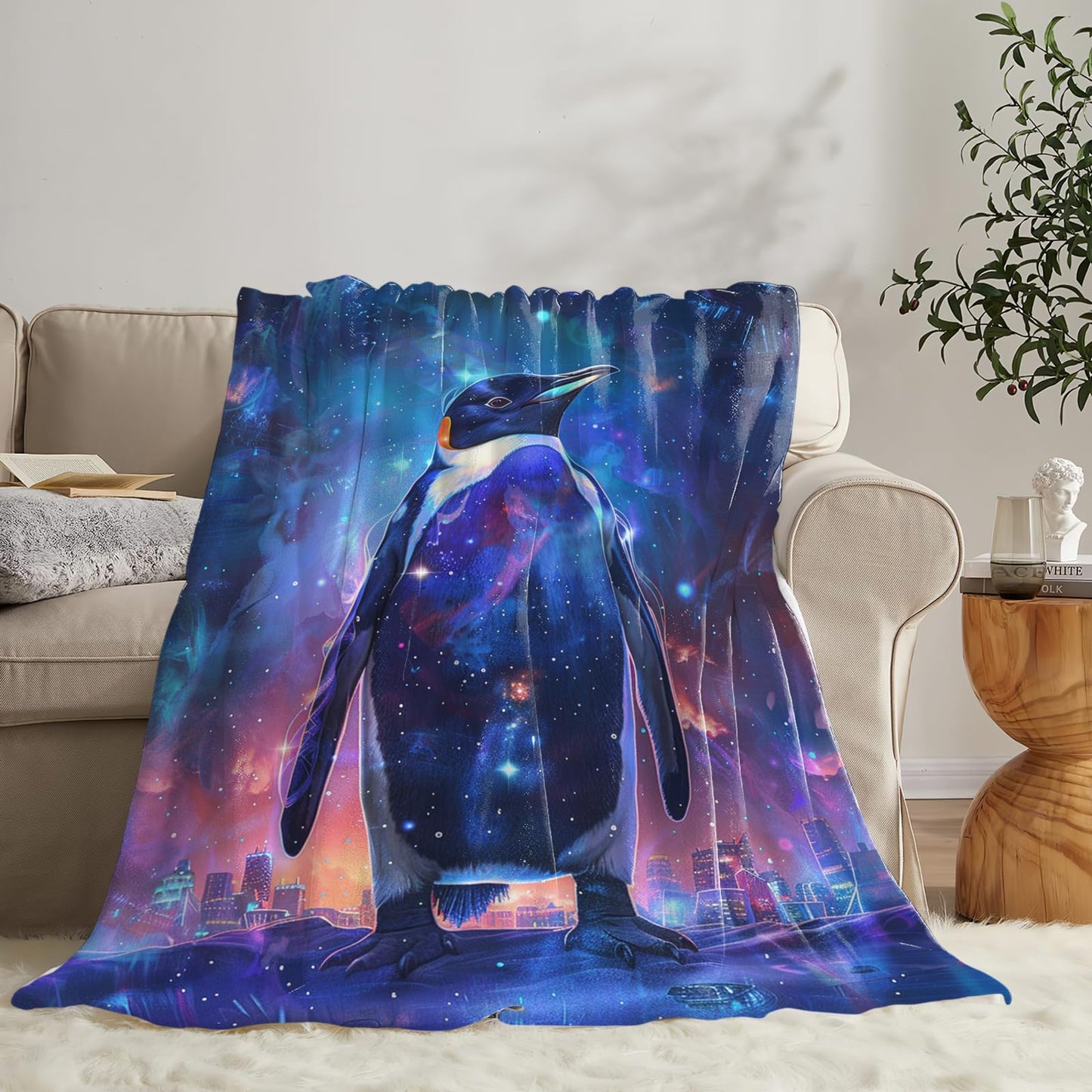Tijuboni Penguin Throw Blanket Penguin Gifts for Girls Boys Women Men Kids Adults Soft Flannel Fleece Blanket for Couch Sofa Bed Home Decor 40"x50"