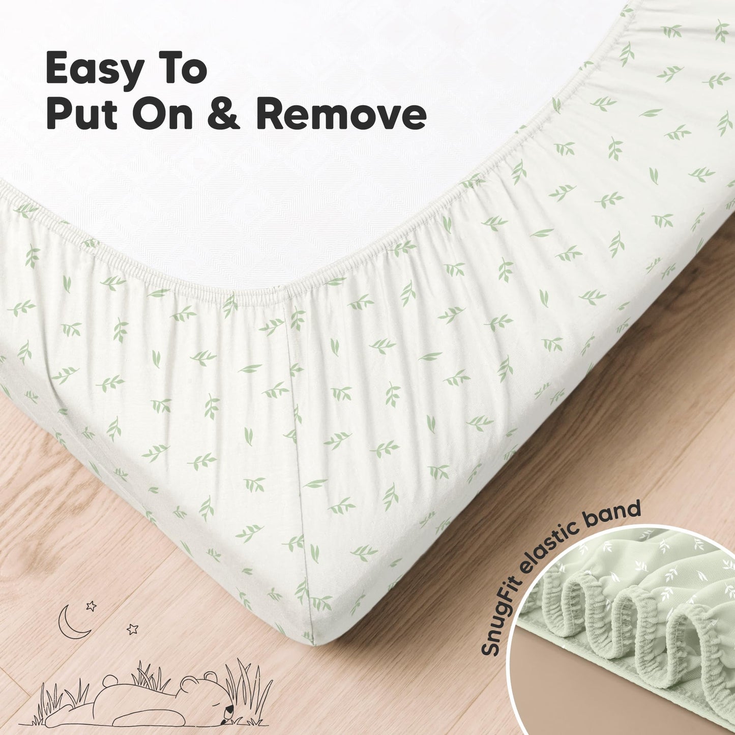 KeaBabies 2-Pack Organic Cotton Crib Sheets for Boys, Girls - 52x28 Fitted Crib Mattress Sheet Neutral, Breathable Cover for Baby Bed Set, Toddler Mattress, Soft & Cute Prints (Herb)