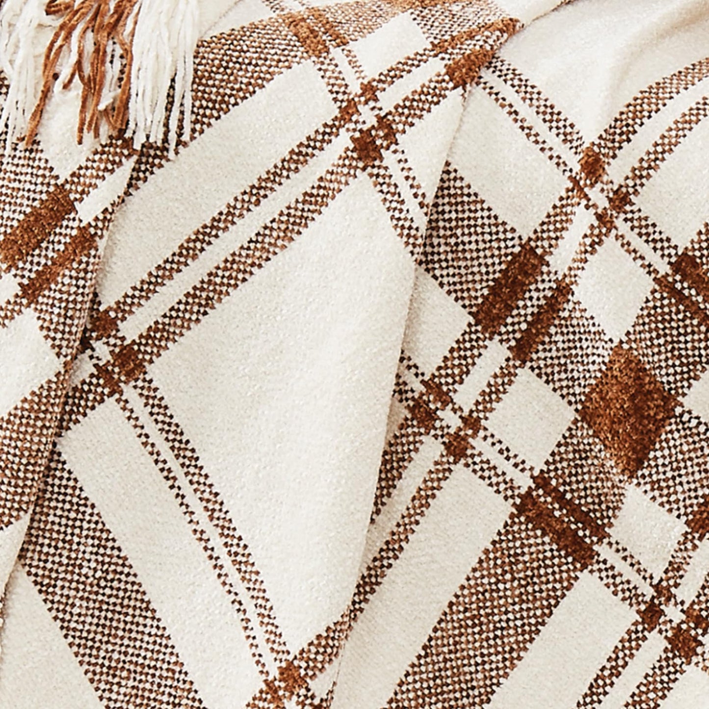 TRULY SOFT Plaid Chenille Brown/Ivory 50x70 Throw, Oeko-TEX Certified Confidence