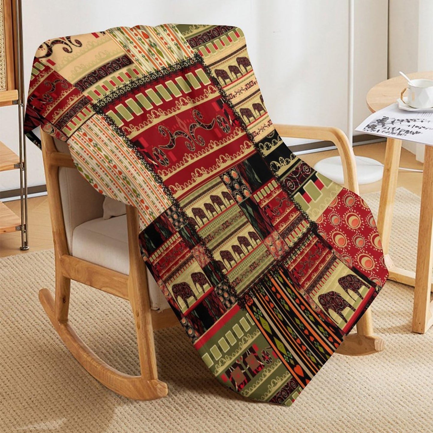 ZhiRain African Tribal Throw Blanket Patchwork Style Pattern Withand Cultural Motifs Print Blanket for Sofa Bed Couch Chair Or Dorm 50"x60"