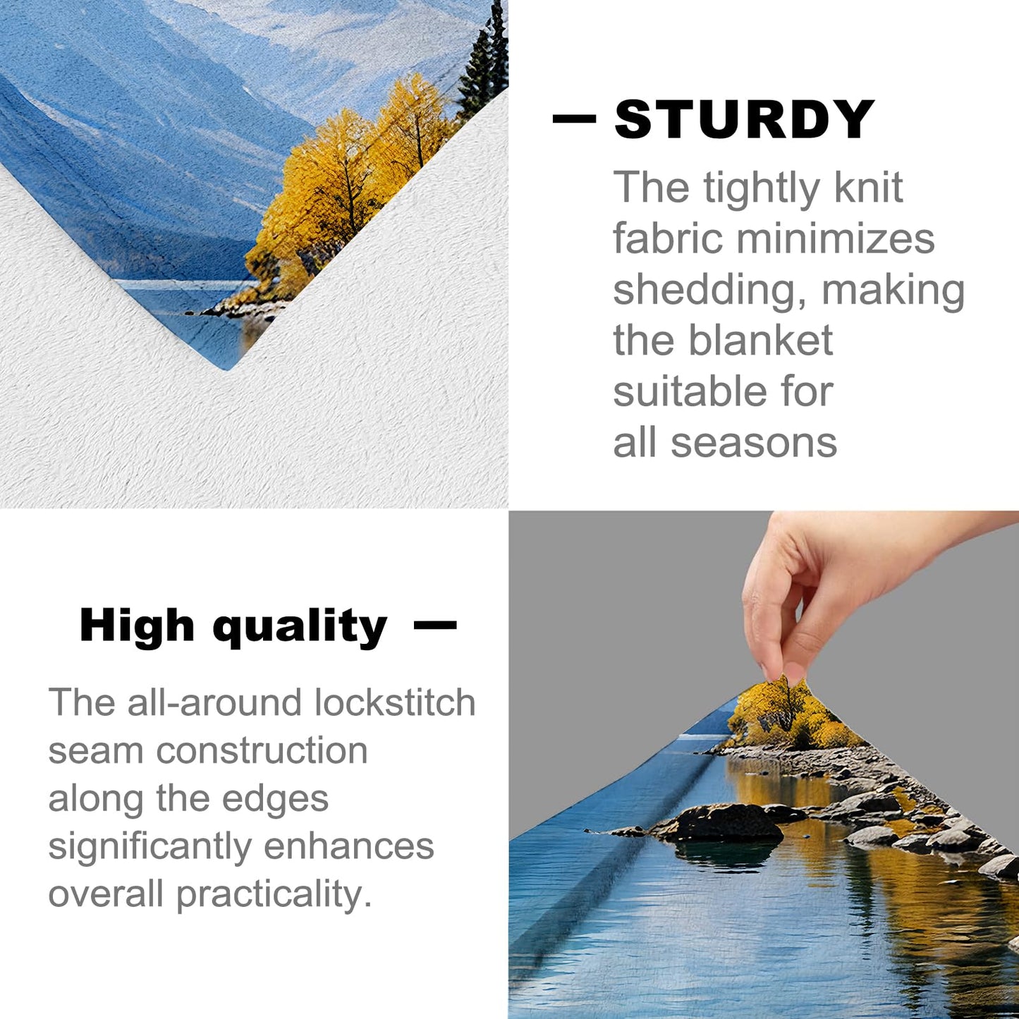 cromcu Mountain Lake Landscape Throw Blanket for Nature and Outdoor Lovers, Forest and Clear Water Art Flannel Throws Blankets, Peaceful Gifts, Soft Warm Cozy for Sofa Couch Bed Home Decor 60" x 50"