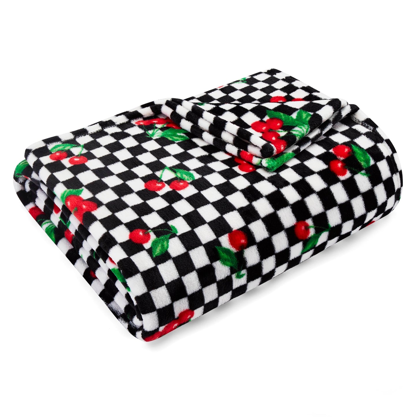 Betsey Johnson - Oversized Throw Blanket 50x70, Ultra-Soft Plush Bedding for Couch or Bed, Cozy & Lightweight, Soft Blanket with Cherry Checker Print (Red)