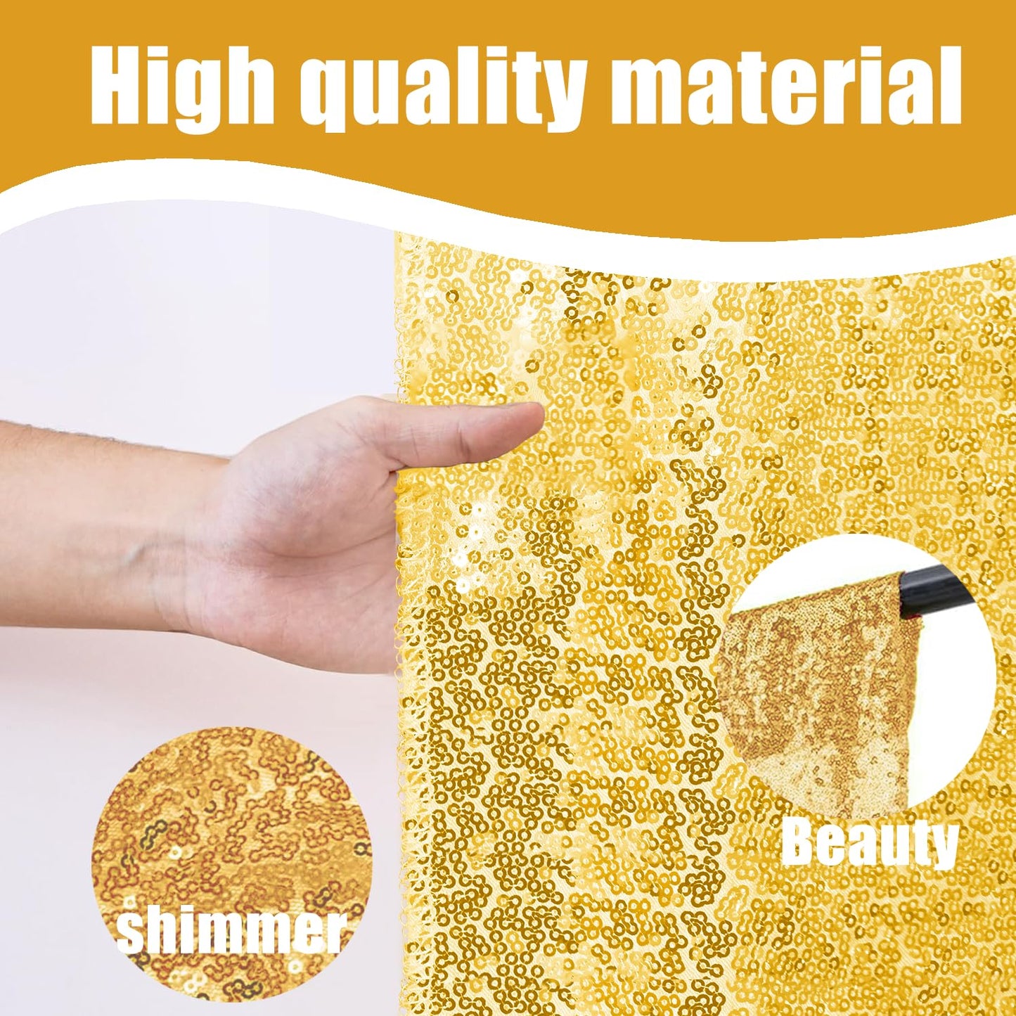 Fyledaee Gold Sequin Backdrop Curtains 2Panels 2x8ft for Party Photo Decor