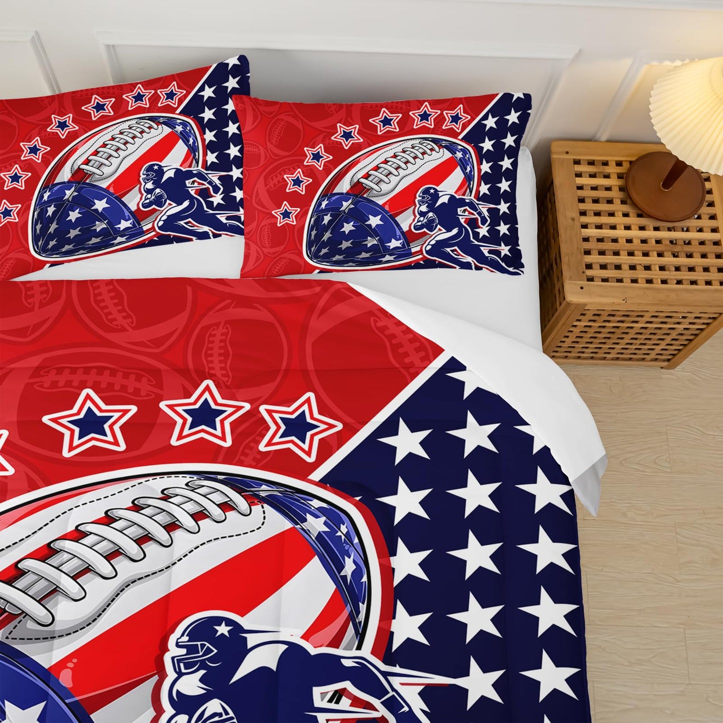 lneffble Football Theme Full Size Comforter Set for Boys，Sports-Themed Full Bedding Sets for Boys with 1 Comforter with 2 Pillow Case