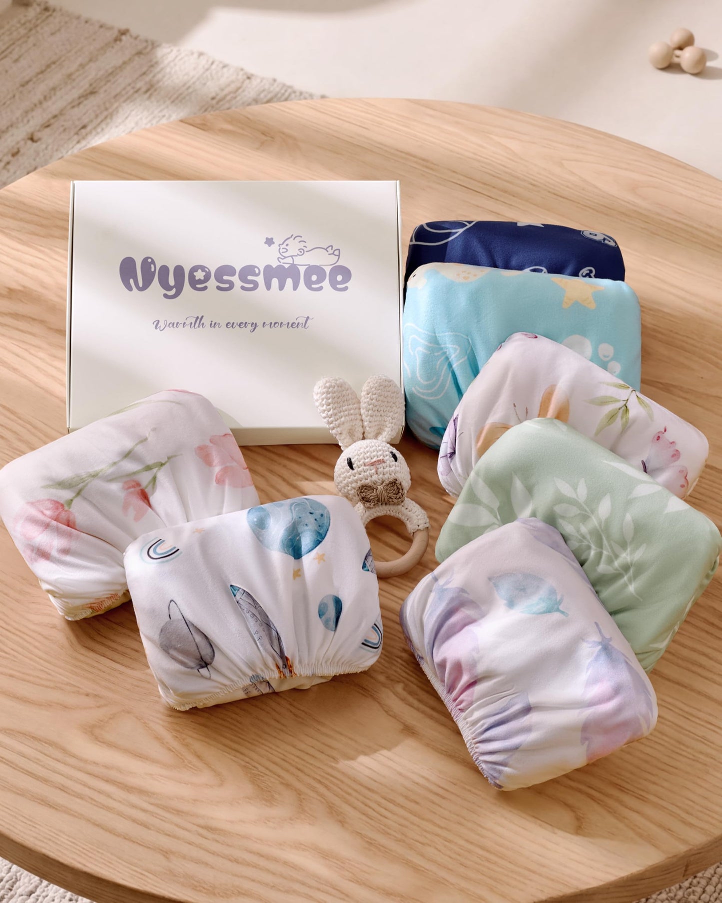 Nyessmee Pack and Play Sheets for Girls, 38" x 26" Mini Crib Sheets Fitted for Pack n Play Mattress, Soft Breathable Playard Sheets, 2-Pack Pink Butterfly