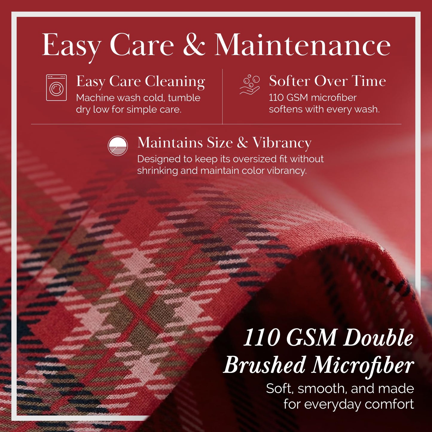 Southshore Fine Living Inc. Duvet Cover King/California King Size Set –Extra Soft Bedding w/ Zipper Closure –King Duvet Cover Set 108"x98", 2 Pillow Shams 20"x36" – Wrinkle Resistant– Vilano Plaid Red