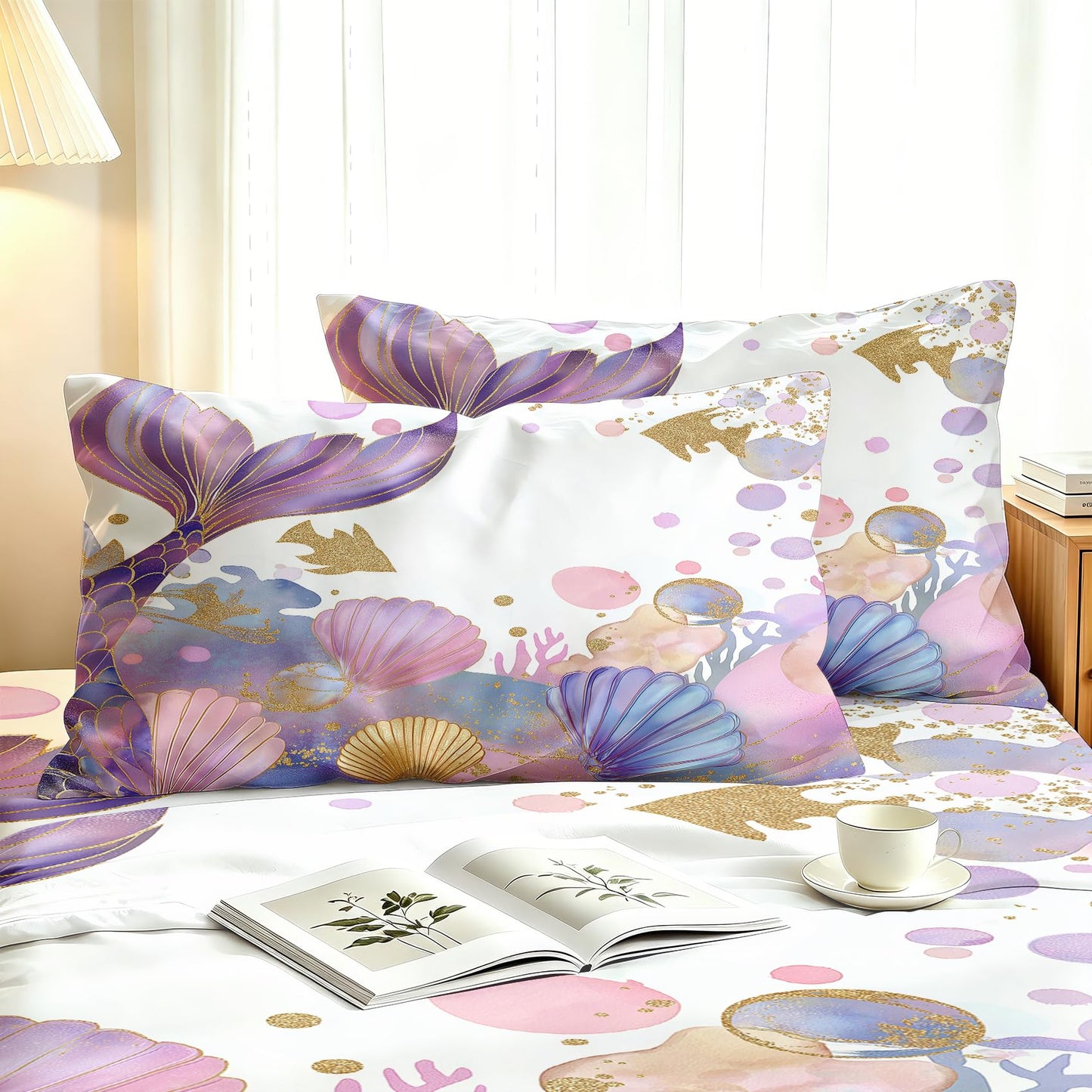 Mermaid Full Bedding Set Girls Underwater Sheet Sets