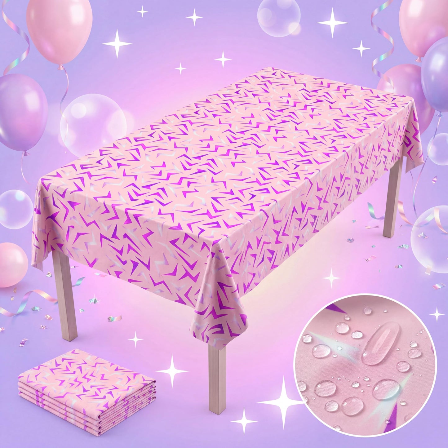 Gilprop 2 Pcs Kpop Pink Lightning Crack Birthday Party Tablecloth Decorations Purple Energy Pattern 108 x 54 Inch Plastic Tablecover Korean Idol Movie Decor for Kid Birthday Graduation Baby Shower