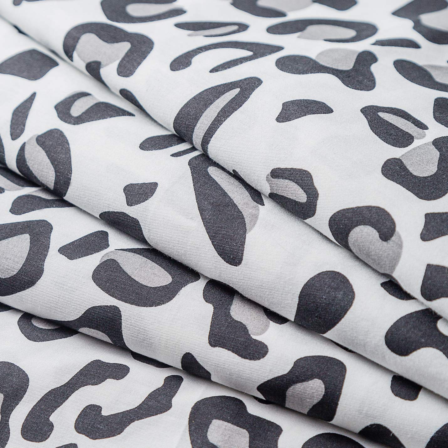 SUSYBAO Black White Cheetah Duvet Cover Queen 100% Cotton 3 Pcs Set 1 Grey Snow Leopard Duvet Cover with Zipper Ties 2 Pillowcases Luxury Soft Gray Animal Print Bedding Set Breathable