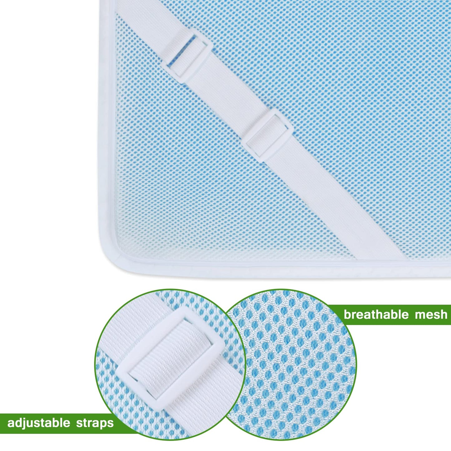 Mattress Topper Cover Queen Size (Only Cover) 3 Inch Mattress Protector Cooling Rayon Zippered Mattress Encasement with Adjustable Straps for Latex Mattress Topper Memory Foam Cover