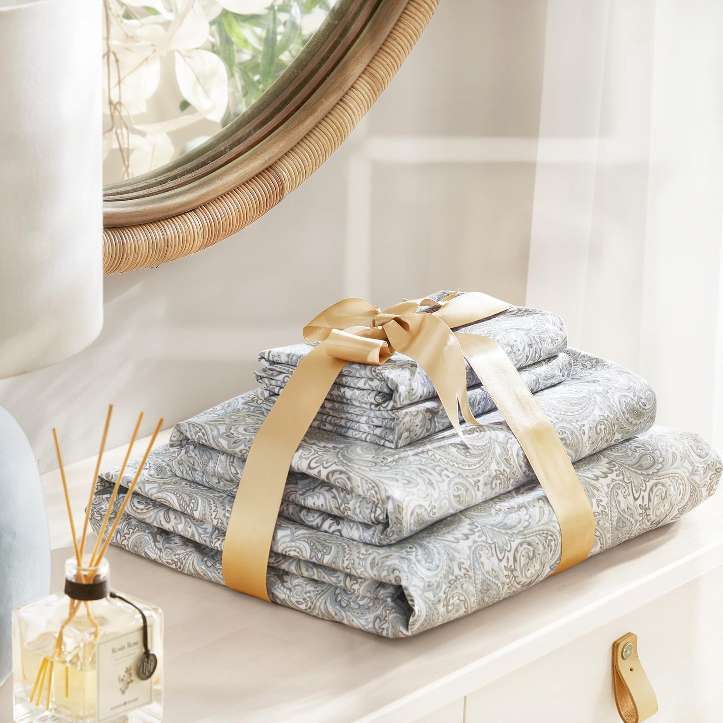 Comfort Spaces 100% Cotton Sheets Queen, Breathable, Naturally Cool Cotton Sheets, Soft Cotton Bed Sheets with 14" Elastic Pocket Fits up to 16" Mattress, All Seasons Sheet Set, Paisley Multi 4 Piece