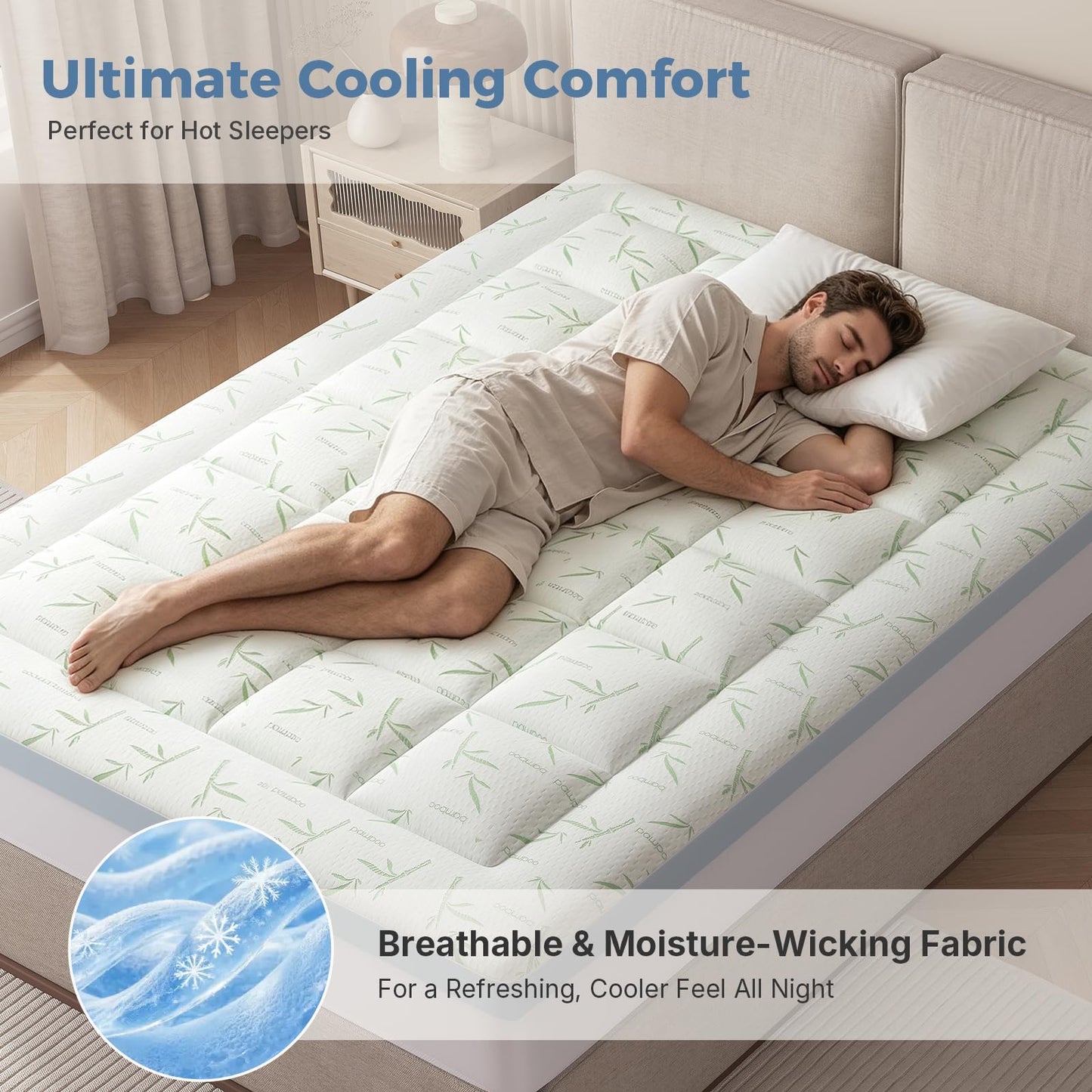 DUMOS Dual Layer Memory Foam Mattress Topper King, Gel Memory Foam Mattress Topper and Pillow Top Mattress Pad Cover for Body Pressure Relief, Soft Thick Topper with 8-16 Inch Deep Pocket