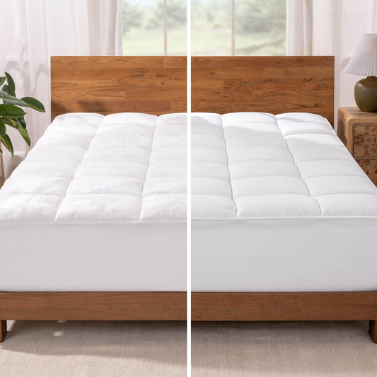 Bare Home Full XL Microplush Mattress Topper - Pillow Top Reversible - Soft Mattress Cover - Dual Sided All-Season - 8" to 24" Deep Pocket - Fitted Cover - Plush Mattress Pad (Full XL)