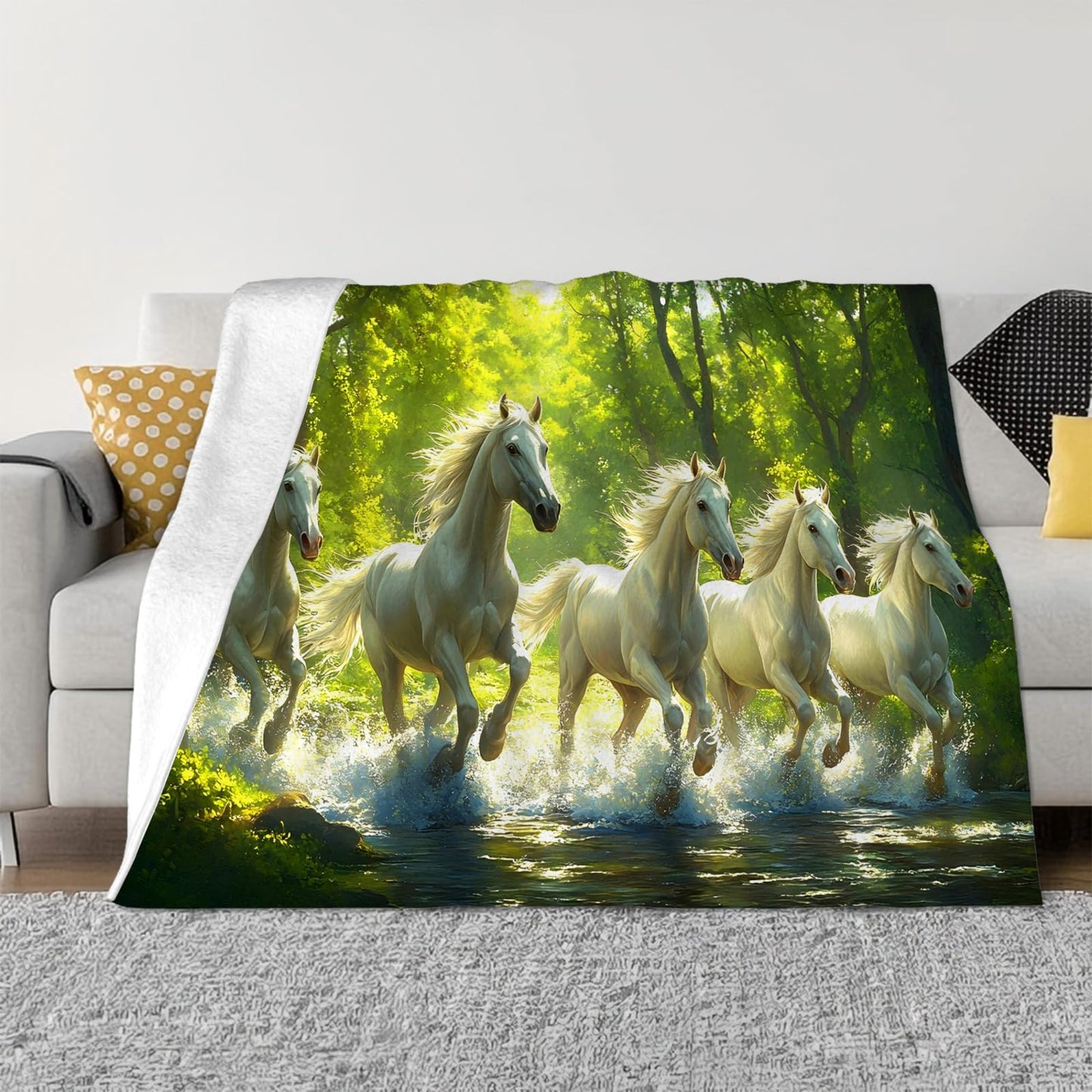 Tijuboni Horses Throw Blanket Horse Gifts for Girls Boys Women Men Kids Adults Soft Flannel Fleece Blanket for Couch Sofa Bed Home Decor 40"x50"