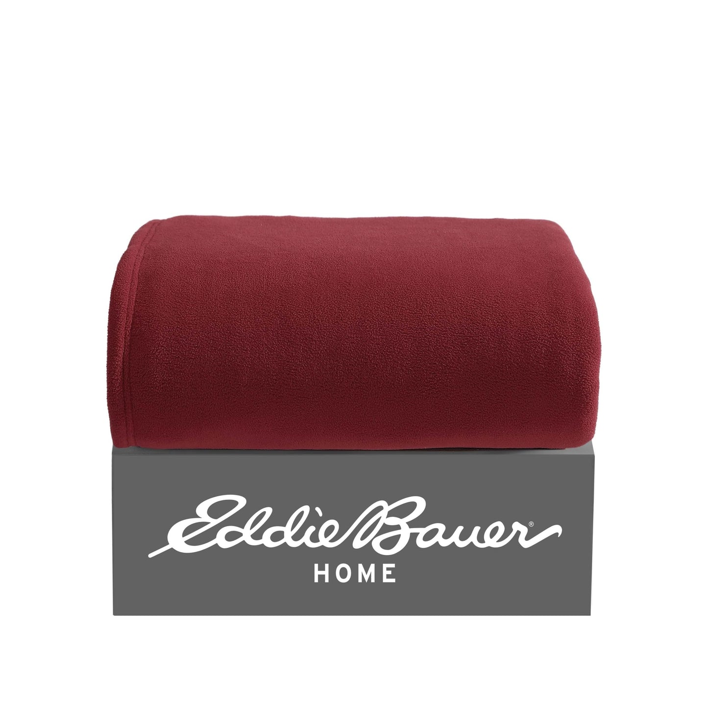 Eddie Bauer - Throw Blanket, Solid Reversible Fleece Bedding, Soft & Cozy, Perfect Home Decor for Bed & Couch (Red/Dark Smoke, Throw)