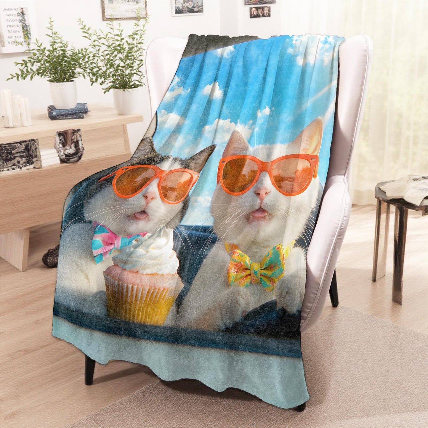 wyxdwh Cool Cats Blanket, Cozy Flannel Hilarious Road Trip Throw Blanket for Couch Outdoor, Plush Soft Lightweight Travel Funny Kitten Blankets for Bed Decor and Gifts, for Women Adults Kids 50"x60"