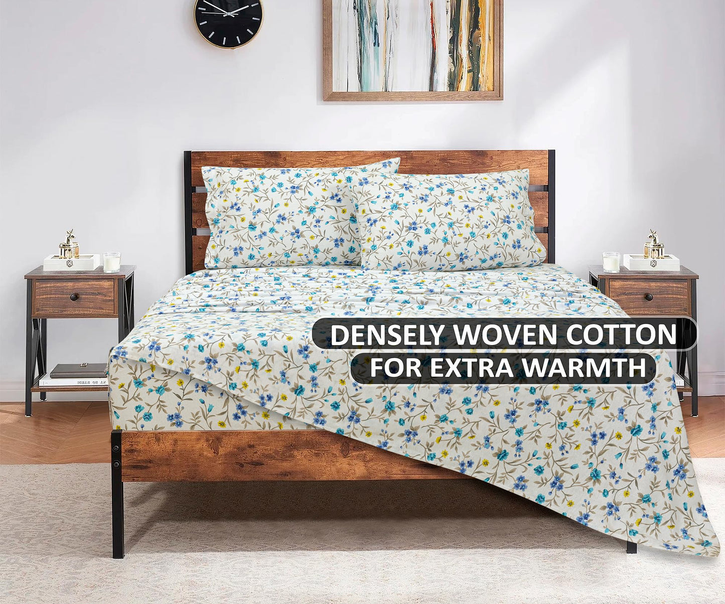 Bliss Casa 4-Piece 100% Cotton Extra Soft Flannel Sheet Set Full - Double Brushed Deep Pockets, Breathable Full Size Flannel Sheets - Warm and Cozy Bed Sheets - All Seasons Heavyweight Bed Set
