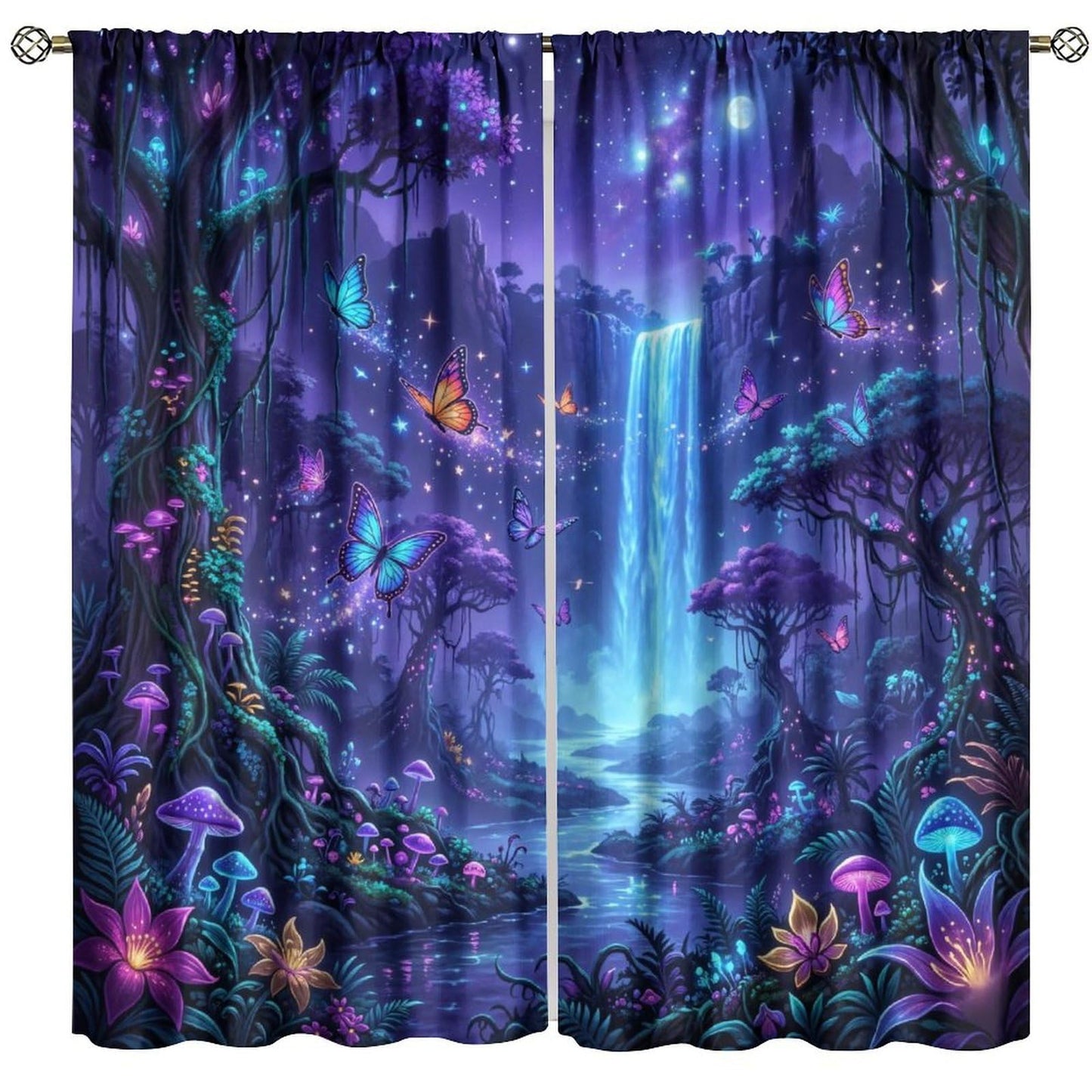 UFUH Fantasy Nature Curtains,Fairy Forest Landscape Blackout Window Treatments for Bedroom Living Room,2 Panels Set Total Size 42 x 45 Inch
