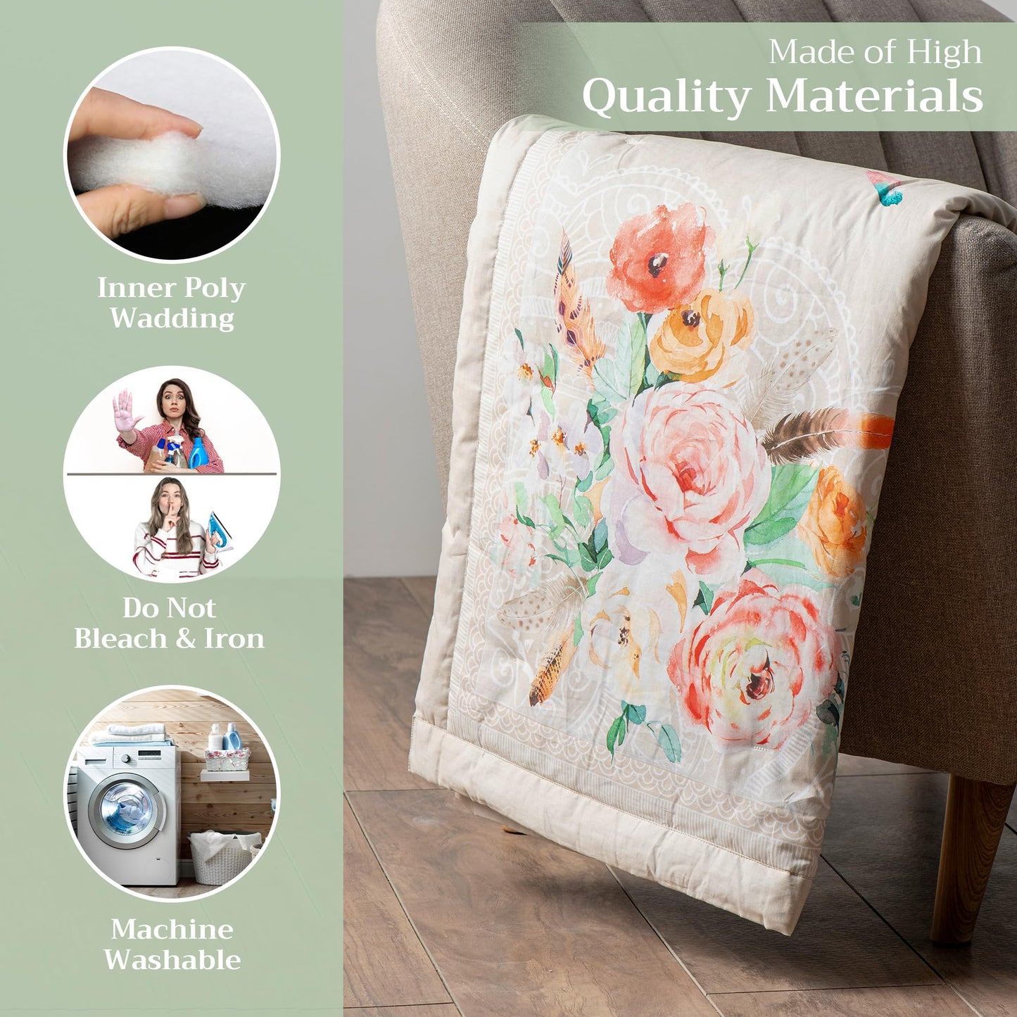 Maison d' Hermine Throw Blanket for Couch Lightweight Soft Warm Breathable Cotton Throw Blankets for Bed Girls Boys Women Men Gifts Travel Living Room Spring Summer (Ibiza - Beige, 60" X 80")