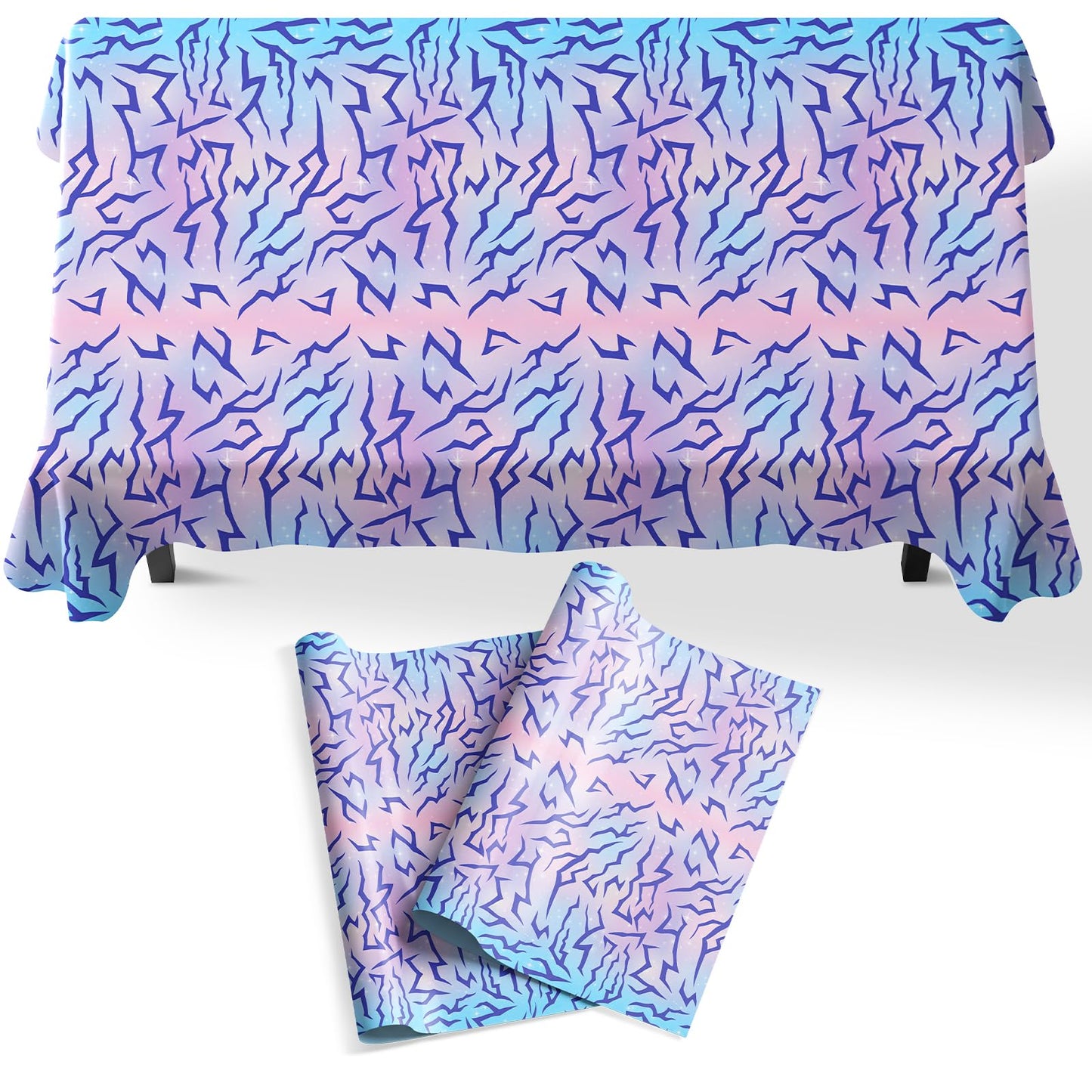 LYYLYYWUHU 2PCS Demon Birthday Hunters Tablecloth Decorations, Purple Energy Lightning Pattern Table Covers for Girls Party Supplies, Plastic Magical Music Themed Disposable Table Cloths 54x108 Inch