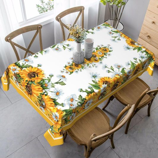 mutakin Sunflower Rectangle Tablecloth Washable Table Cloth 60x90 Inch Table Cover Waterproof for Decoration Kitchen Dining Room