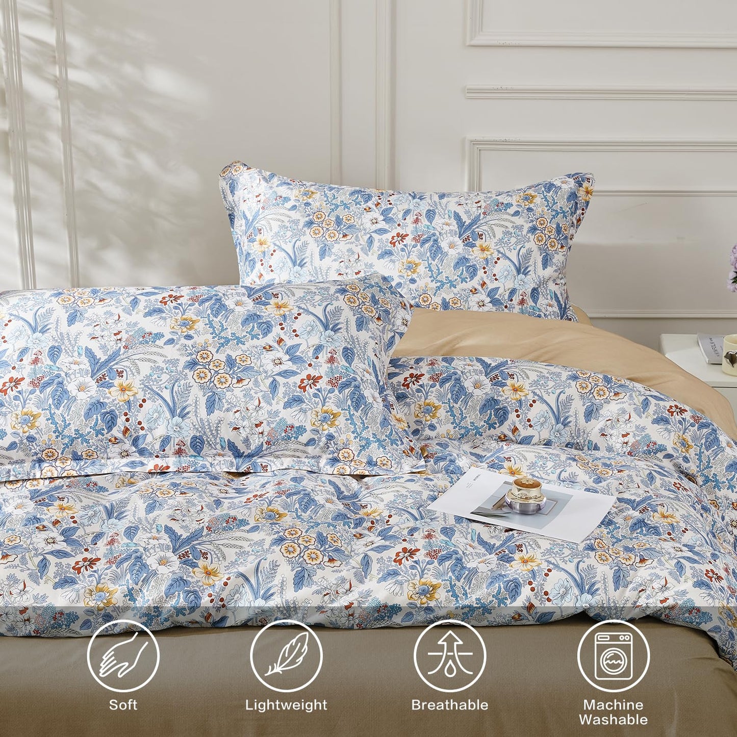 SAPHREAS Full Boho Duvet Cover Green Paisley Bedding Set with 8 Corner Ties and 2 Pillow Shams100% Cotton Reversible Duvet Cover Set with Zipper Closure