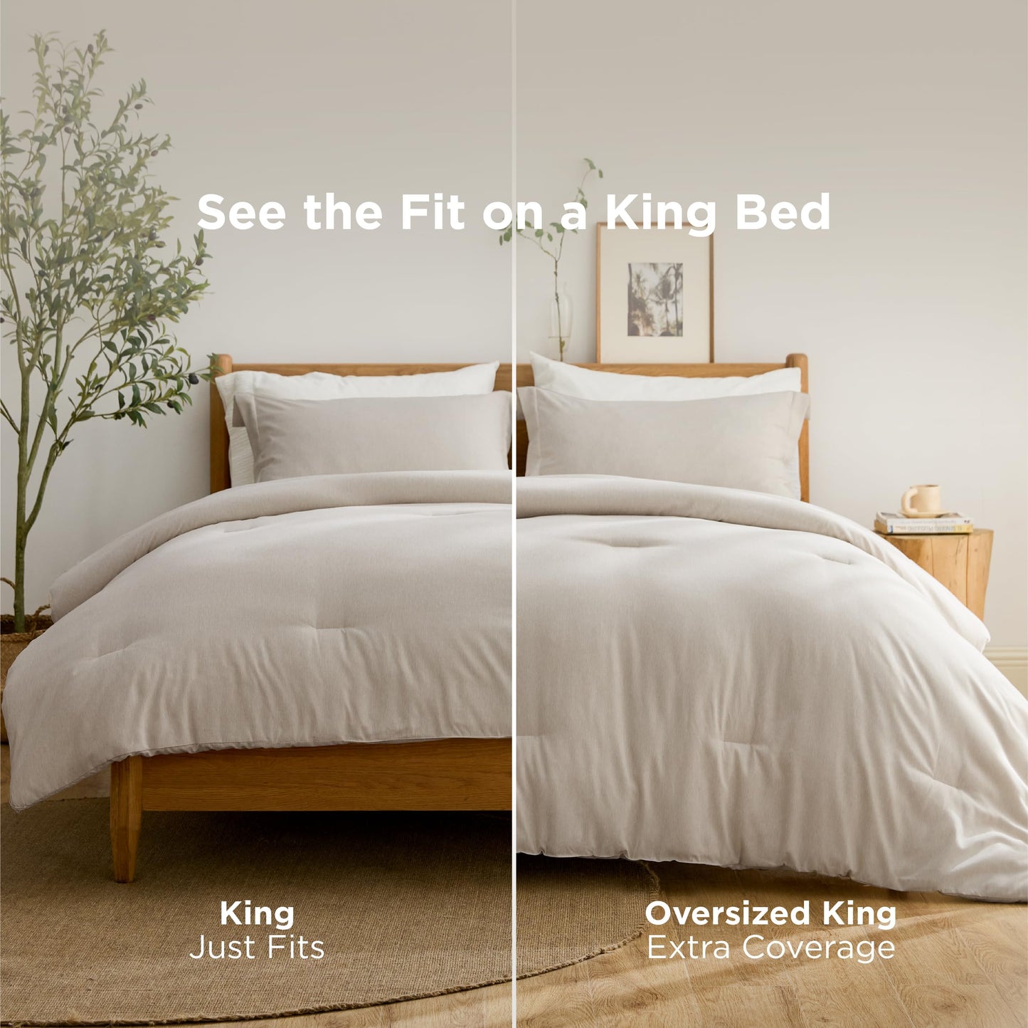 Bedsure Oversized King Comforter Set - Beige Soft Bedding for All Seasons, Cationic Dyed Bed Set, 3 Pieces, 1 Oversized King Size Comforter (120"x98") and 2 Pillow Shams (20"x36"+2")