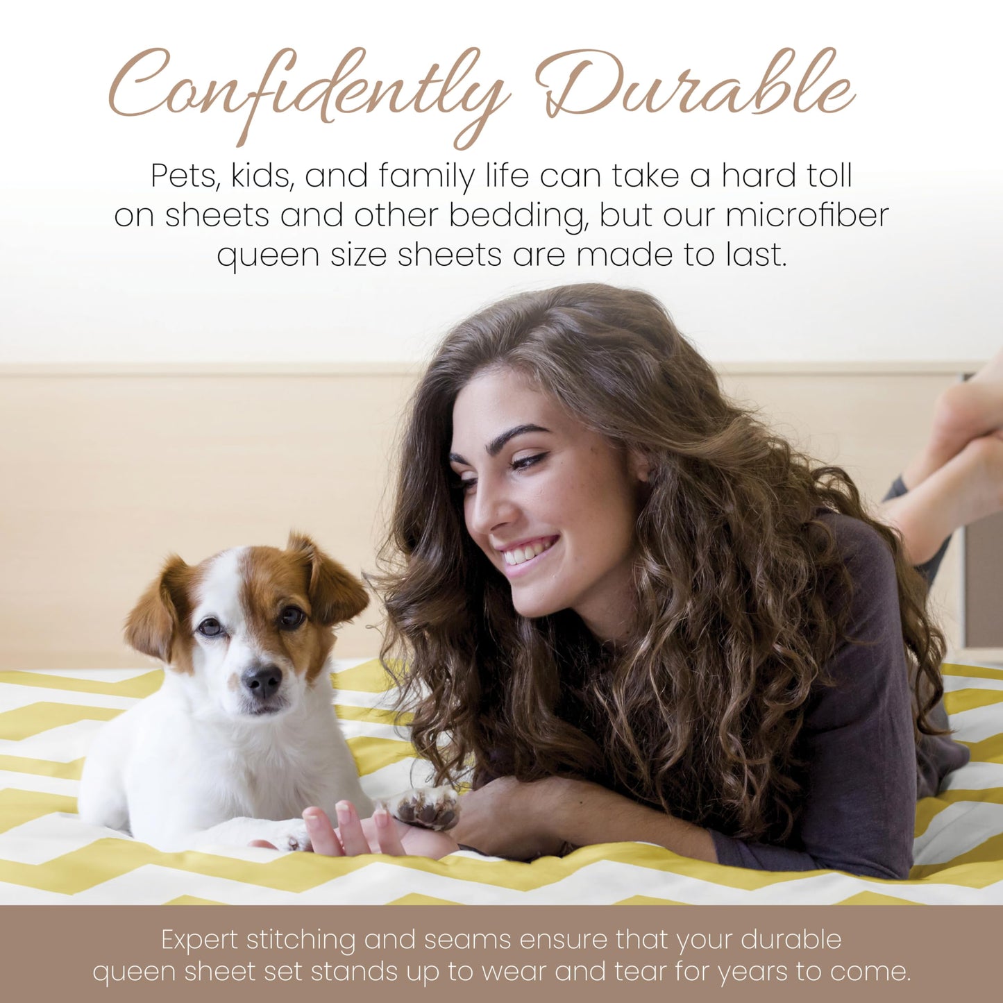 Linen Market Double-Brushed Patterned Microfiber Full Sheet Set 4 Piece – Oeko-TEX Certified Ultra Soft & Wrinkle-Free - 16" Deep Pocket Sheets - Easy Care Full Size - Arrow Yellow