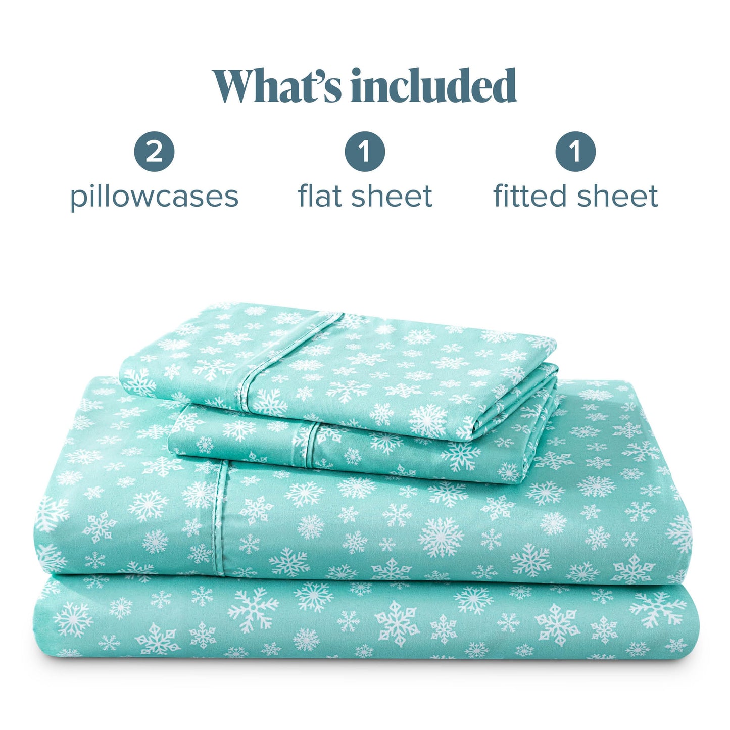 Bare Home Queen - Christmas Sheet Set - Luxury 1800 Ultra - Double Brushed Soft Microfiber - Deep Pockets - Easy Fit - 4 Piece Set - Holiday Bed Sheets (Queen, Snowdrift)
