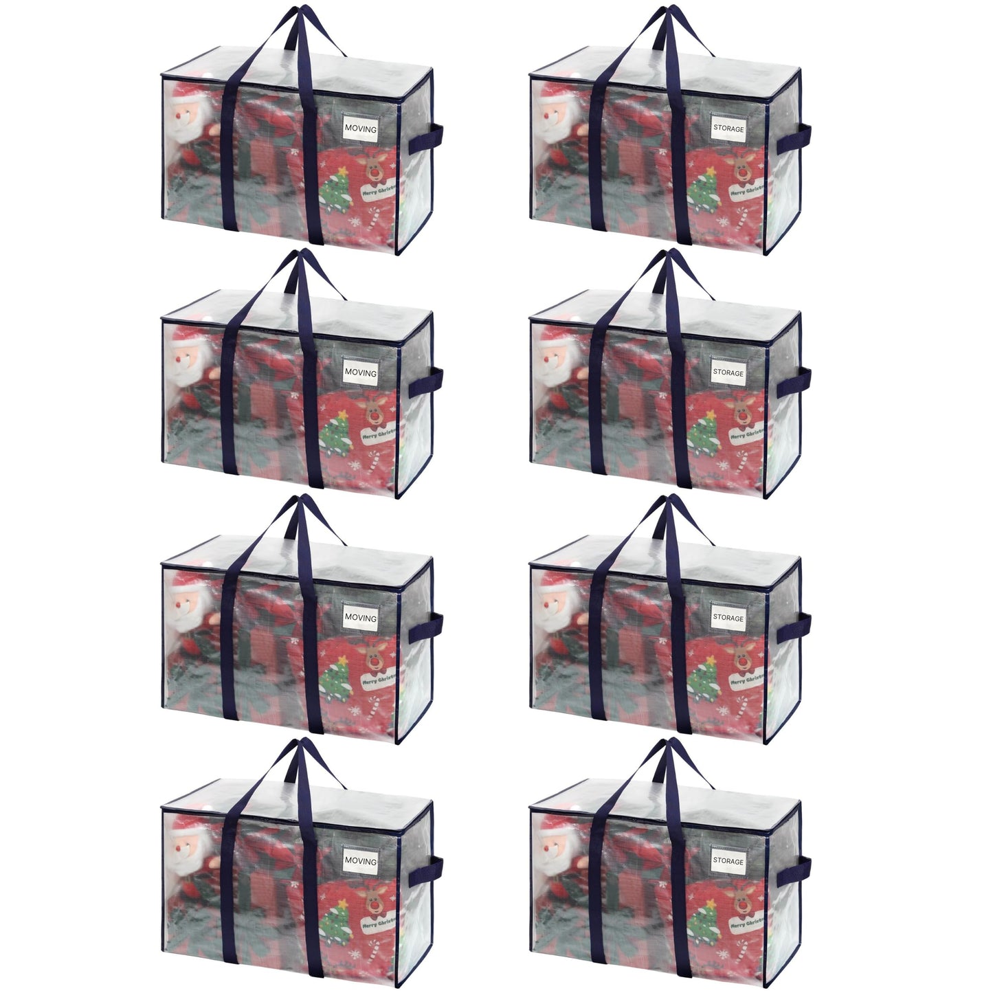 VENO 8 Pack Heavy Duty Moving Bags, Extra Large Storage Bags with Reinforced Handles & Strong Zippers, Foldable & Reusable Moving Box Alternative for Clothes & Dorm Storage