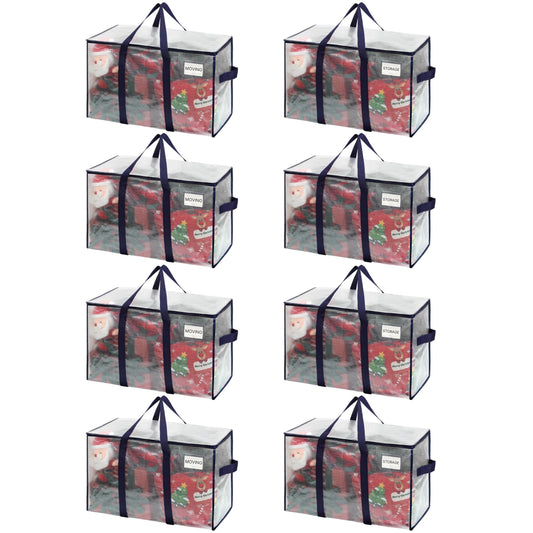 VENO 8 Pack Heavy Duty Moving Bags, Extra Large Storage Bags with Reinforced Handles & Strong Zippers, Foldable & Reusable Moving Box Alternative for Clothes & Dorm Storage