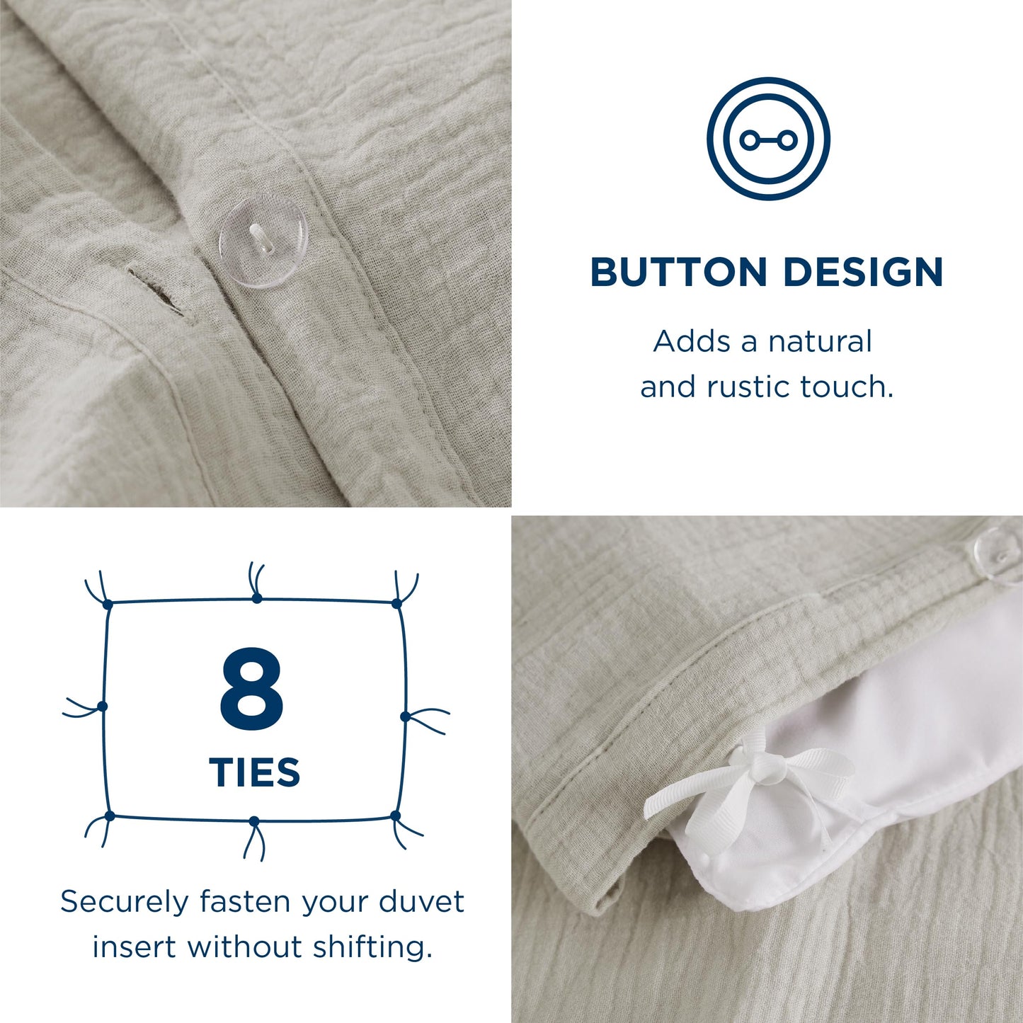 Bedsure 100% Muslin Cotton Duvet Cover King Size - Ultra-Soft Gauze Duvet Cover, PureWoven Breathable & Lightweight Bedding Set with Button Closure and Corner Ties (Linen, King, 104"x90")