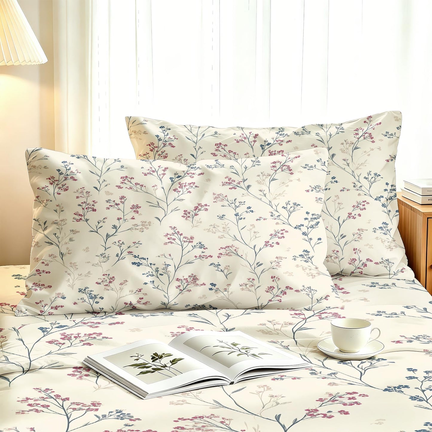 Wildflower Full Bedding Set Minimalist Floral Sheet Sets
