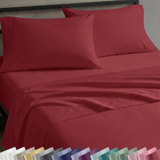 California Design Den Deep Pocket Queen Sheets Set - Natural 100% Cotton Sheets Queen Size Bed Set, Soft Sateen Weave, Breathable and Durable Bedding (Brick Red)
