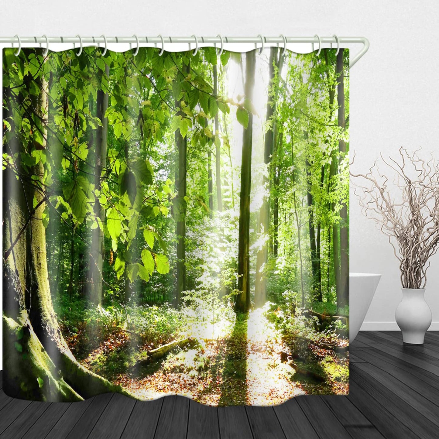 LYFANS Bathroom Uses Tropical Rain Forest 3D Shower Curtain, Bathtub Uses Luxury Standard Shower Curtains 72x72 Inches, Waterproof Washable Fabric Shower Curtain with 12 White Hooks.