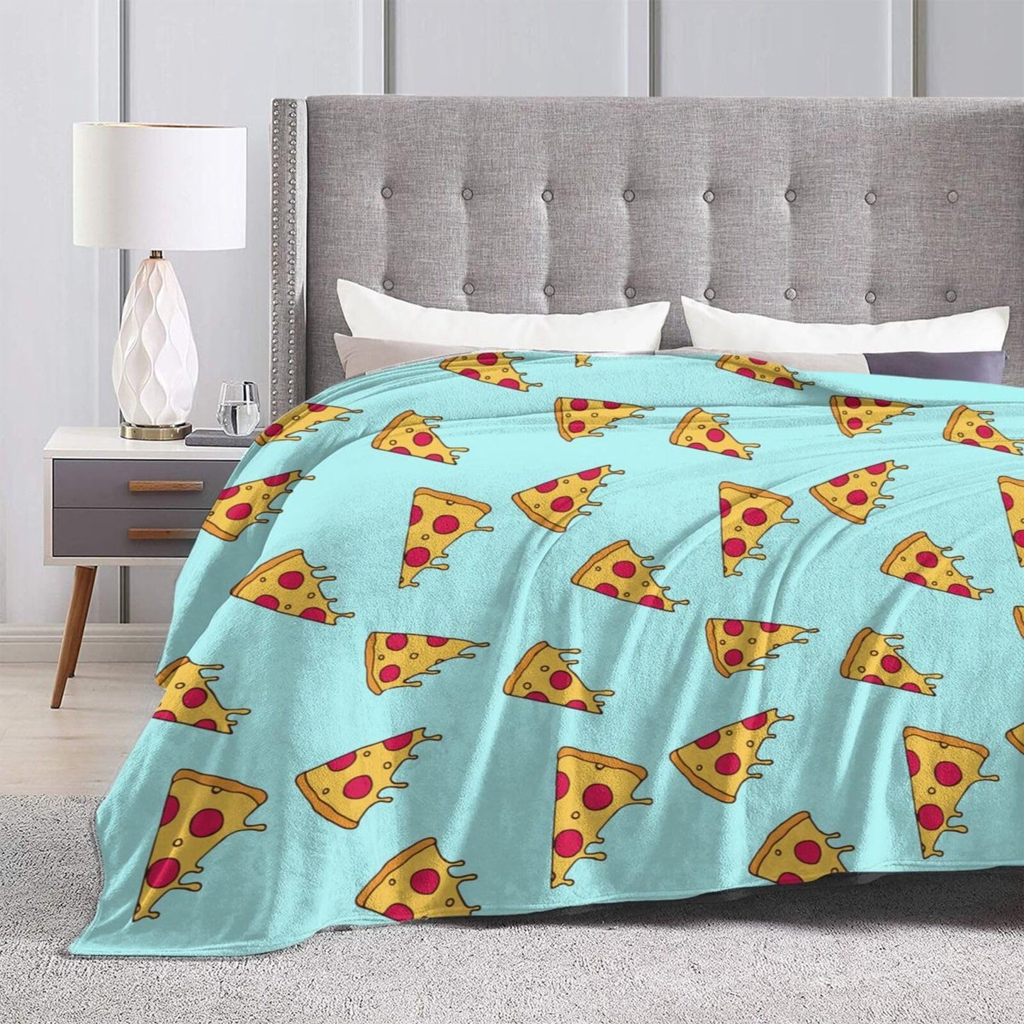 Cute Pizza Slice Throw Blanket Super Soft Warm Bed Blankets for Couch Bedroom Sofa Office Car, All Season Cozy Flannel Plush Blanket Gifts for Girls Boys Kids Teens 50"x40"