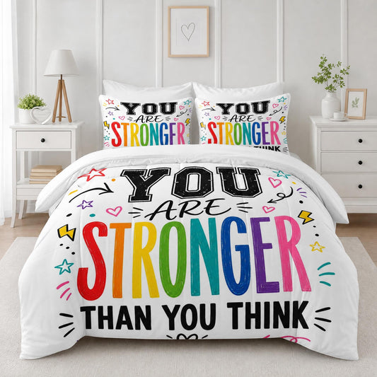Boewywh Comforter Set Twin Size Motivational Inspirational Colorful 7 Pcs, Bedding for Kids and Adults, Bed Sheet Sets with Fitted Sheet 2 Pillowcases & 2 Shams for Bedroom Bed Decor