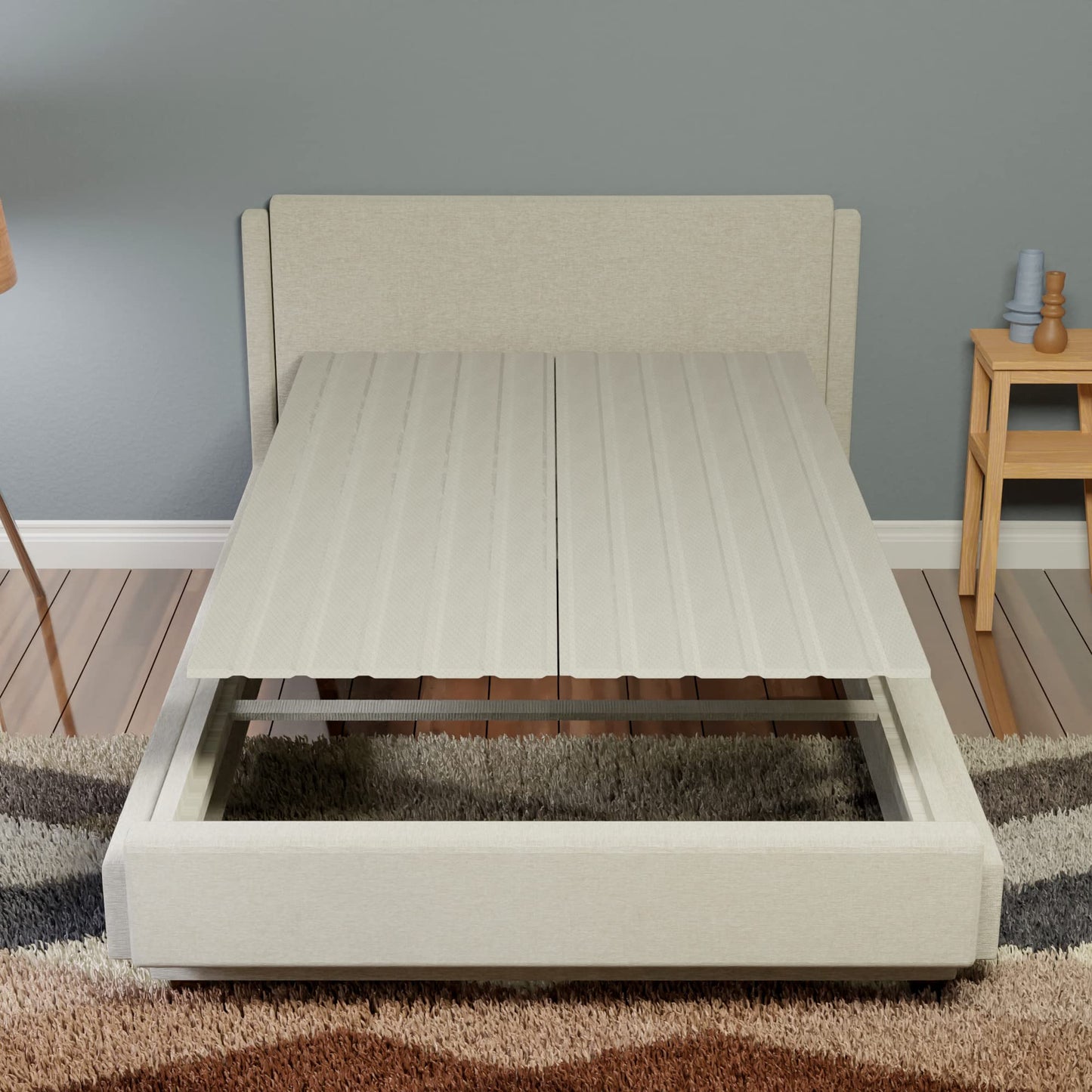 Treaton, 0.75-Inch Heavy Duty Vertical Wooden Bunkie Board/Bed Slats with Cover, Enhance Mattress Support, King(76"), Grey