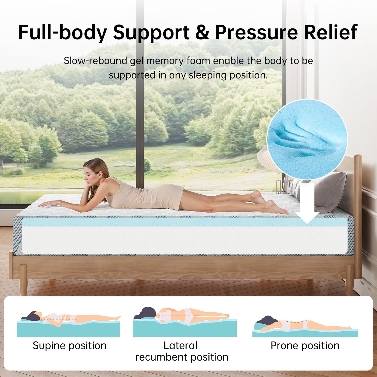 TFD Twin Size Mattress, 6 Inch Cooling Gel Memory Foam Mattress in a Box for Pressure Relief, No Fiberglass, Motion Isolation, Removable Washable Cover, Medium Firm, 75''L x 38''W