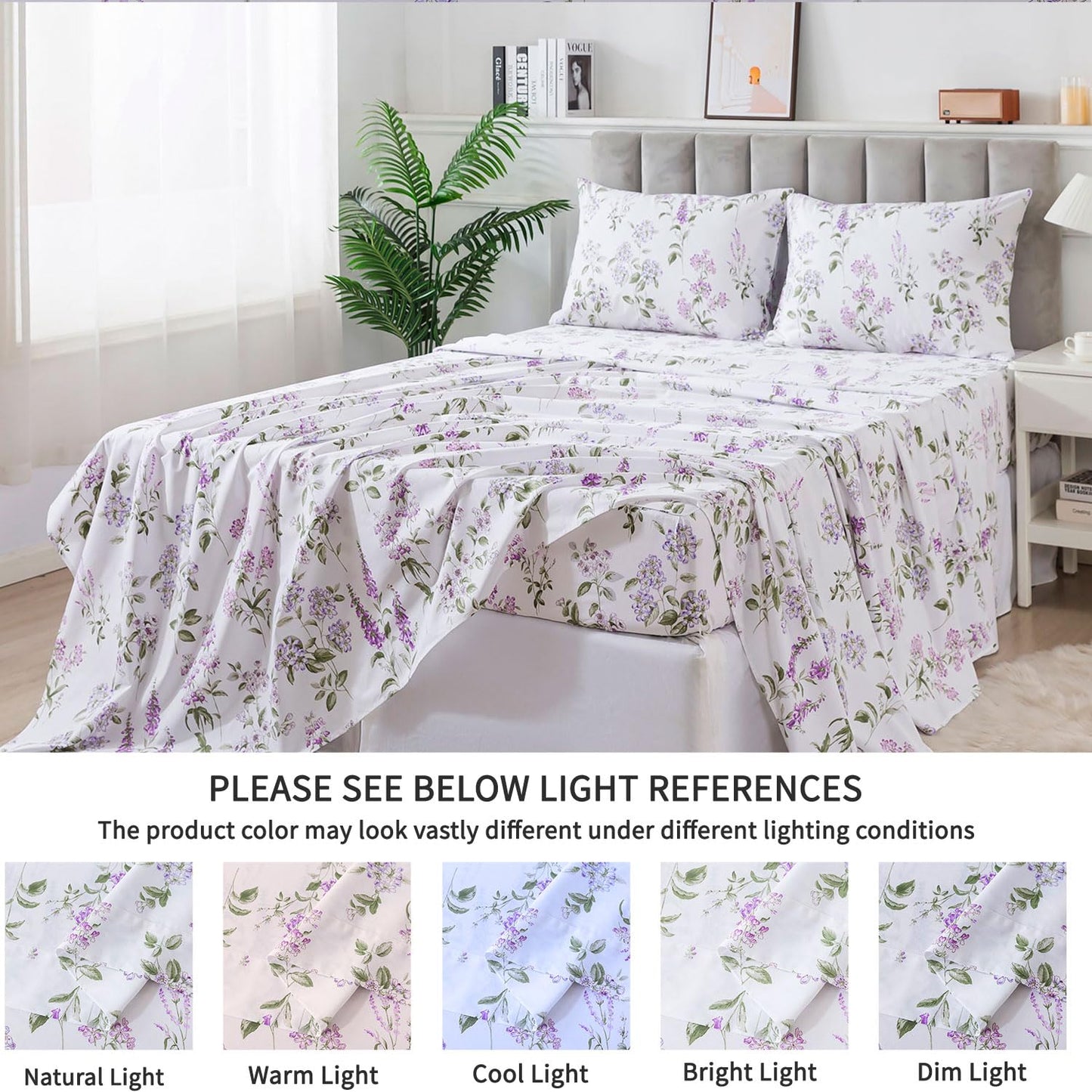 FADFAY Twin Sheet Set 100% Cotton Teal Green Leaf Pattern Printed Bed Sheets, Botanical Sheets Leaves Pattern Modern Minimalist Bedding, Soft Crisp & Breathable Luxury Deep Pocket Fitted Sheet, 4Pc