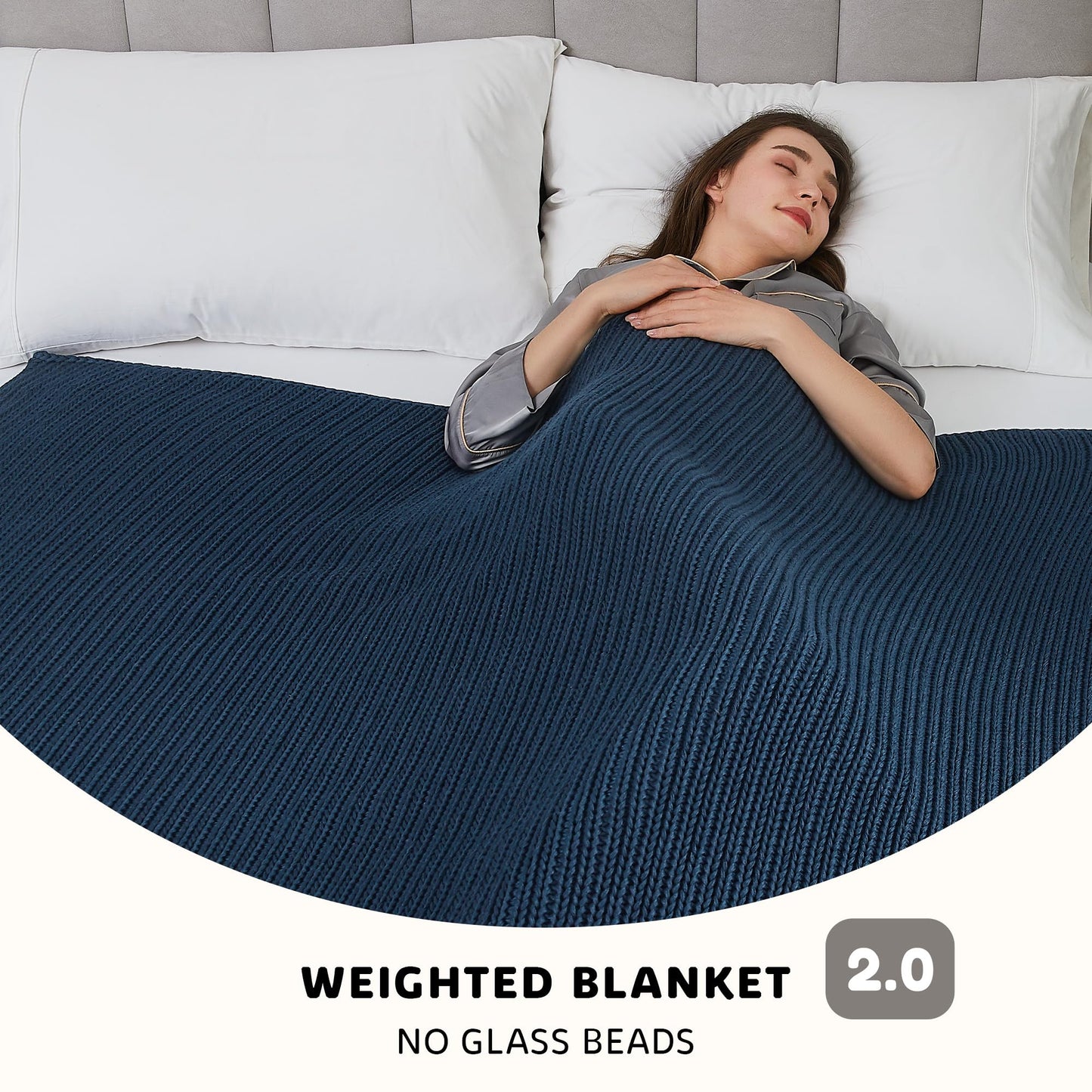 L'AGRATY Knitted Weighted Blanket - 50"x60" 7lbs Cooling Chunky Knit Heavy Blanket for Adults Braided Crochet Throw Thick Cable Yarn Knit Decorative No Beads Evenly Weighted Machine Washable