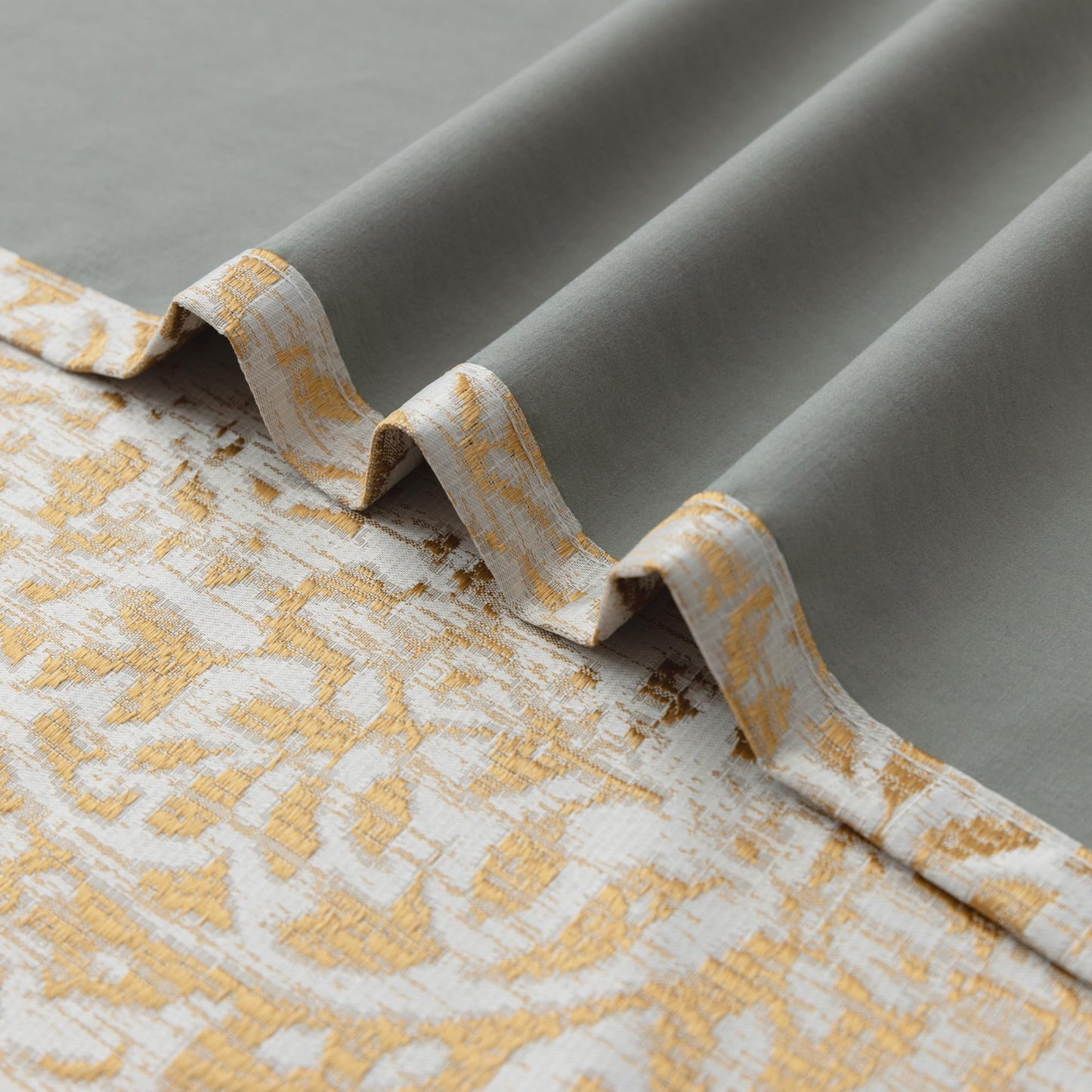 KOUFALL Gold Patterned Elegant Curtains for Living Room, Blackout Damask Pattern Luxury Modern Design Contemporary Curtains for Bedroom, Wide 52 x 84 Inches Long, 2 Panels Set