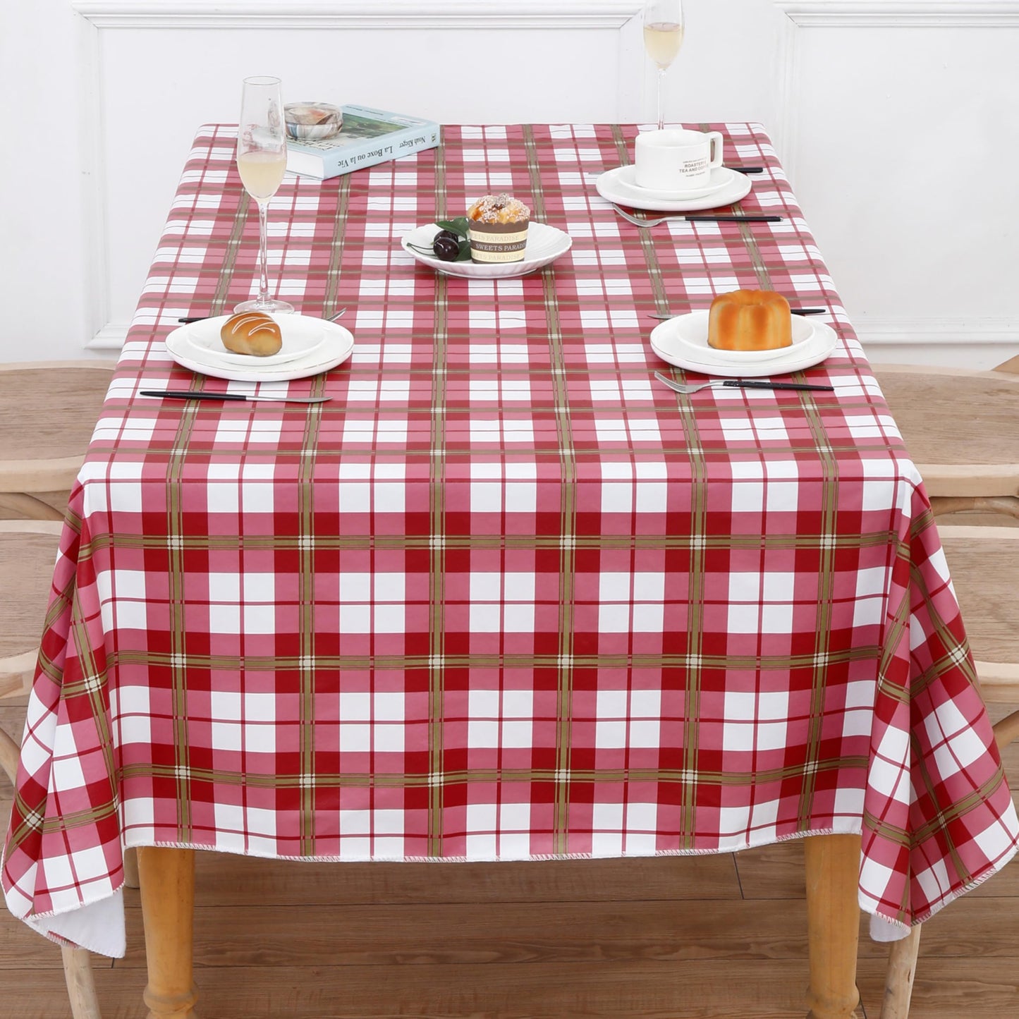 Walrus Heavy Duty Vinyl Tablecloth with Flannel Backing Waterproof Oil-Proof Plastic Table Cloth Stain-Resistant Wipeable Rectangle or Square Table Cover for Indoor and Outdoor (Lattice,54x54 Inch)
