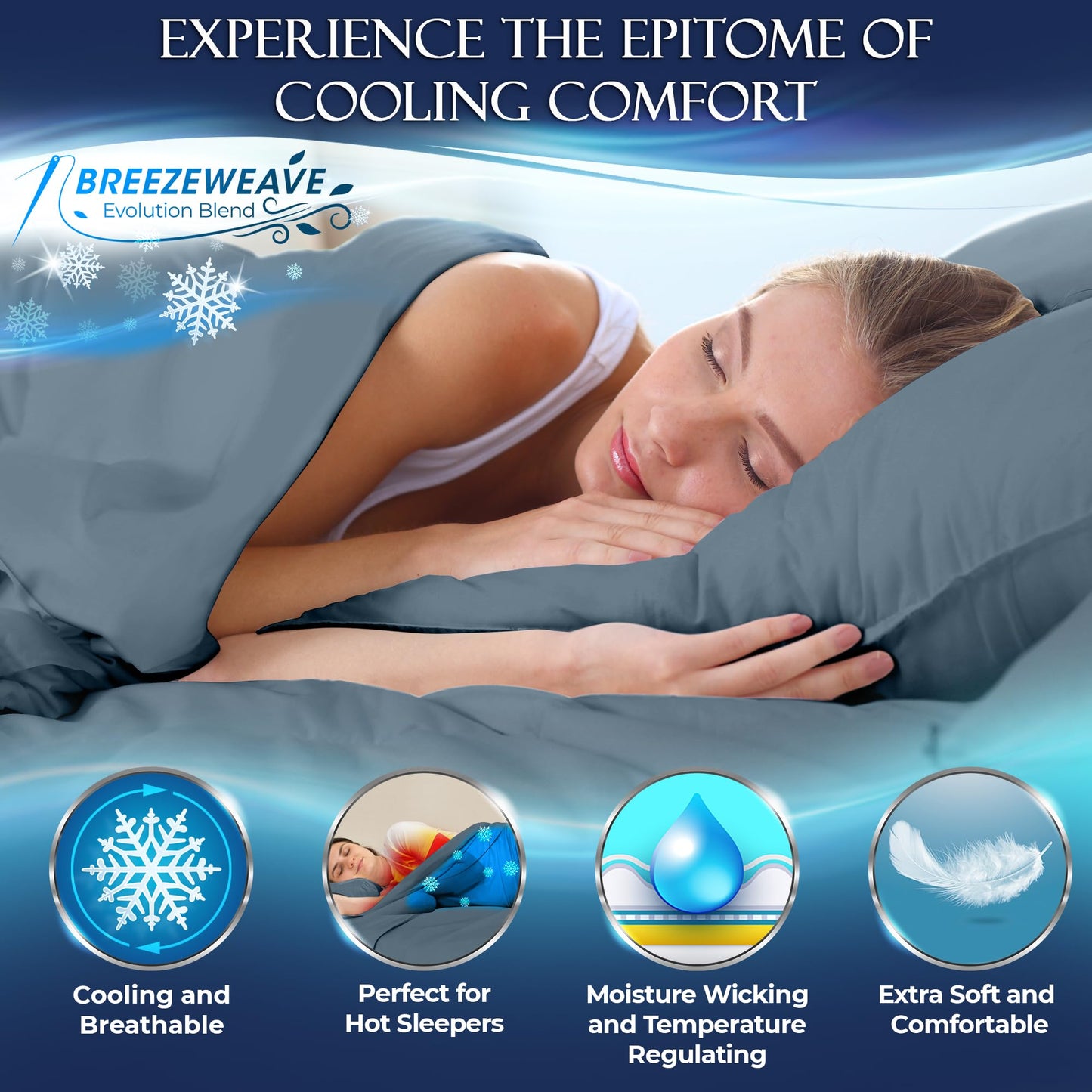 DECOLURE Cooling Sheets Full Set 4pcs - Luxurious & Ultra-Soft Full Size Cooling Sheets for Hot Sleepers - Comfortable Bamboo Viscose Microfiber Full Cooling Bed Sheets w/Deep Pockets (Light Blue)