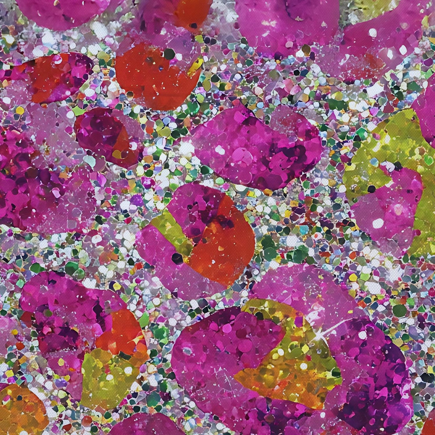 THISFIND Shower Curtain, Sparkly Glitter Floral with Silver Sequins Machine Washable Waterproof Fabric for Bathroom Decor Bathtub with 12 Hooks 72x72