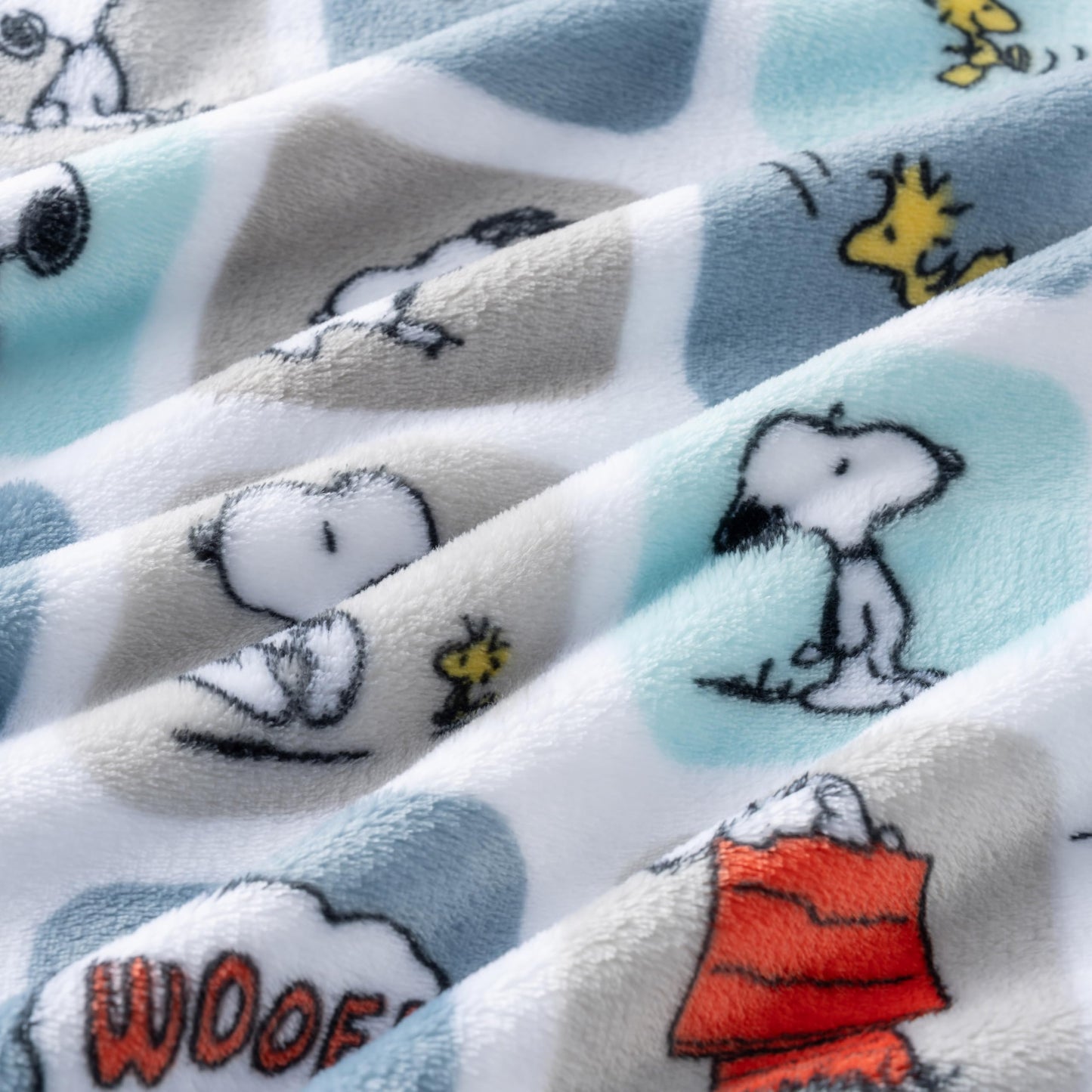 Berkshire Blanket Peanuts VelvetLoft Cute Character Snoopy Plush Throw Blanket,Peanuts Snoopy Woof Blue,Throw 55 in x 70 in (Official Peanuts Product)